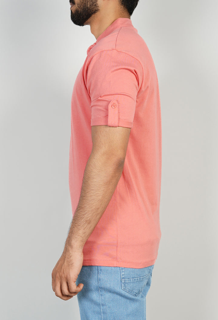 Band Collar Soft Jersey Polo