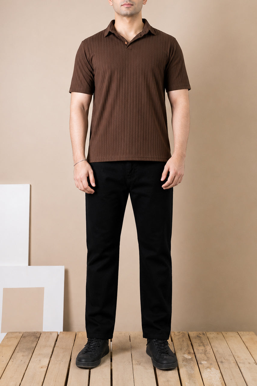 Cocoa Ribbed Polo