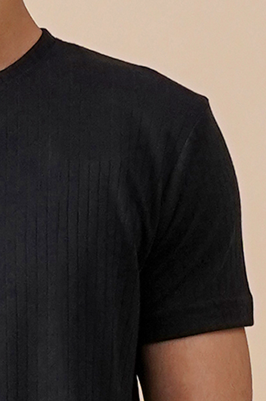 Premium Black Drop Needle Slim Fit T-Shirt