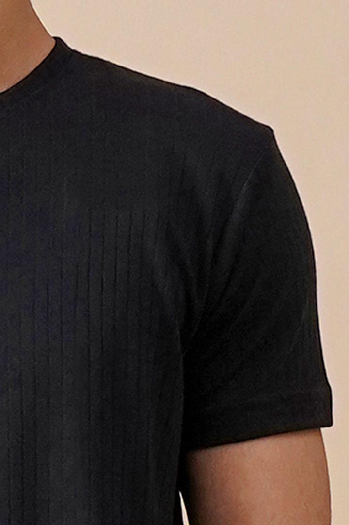 Premium Black Drop Needle Slim Fit T-Shirt