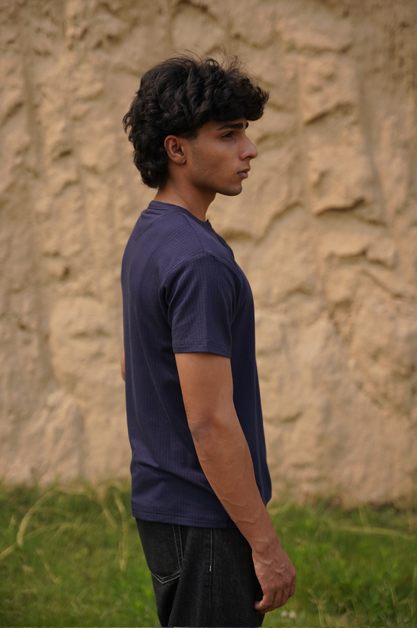 Navy Ribbed Henley