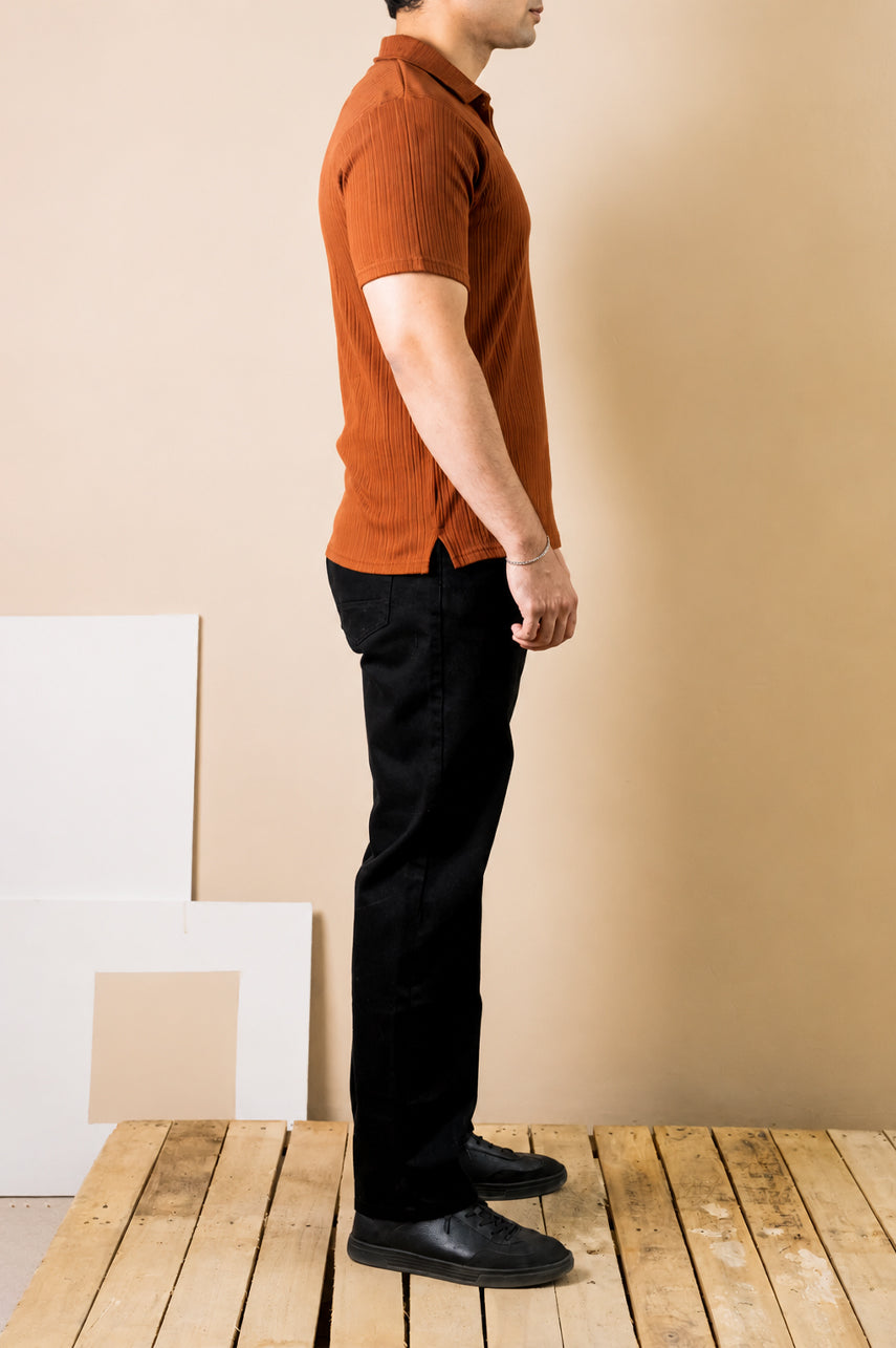 Burnt Rust Ribbed Polo