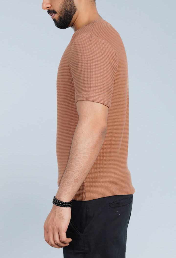 Mocha Waffle Knit T-Shirt