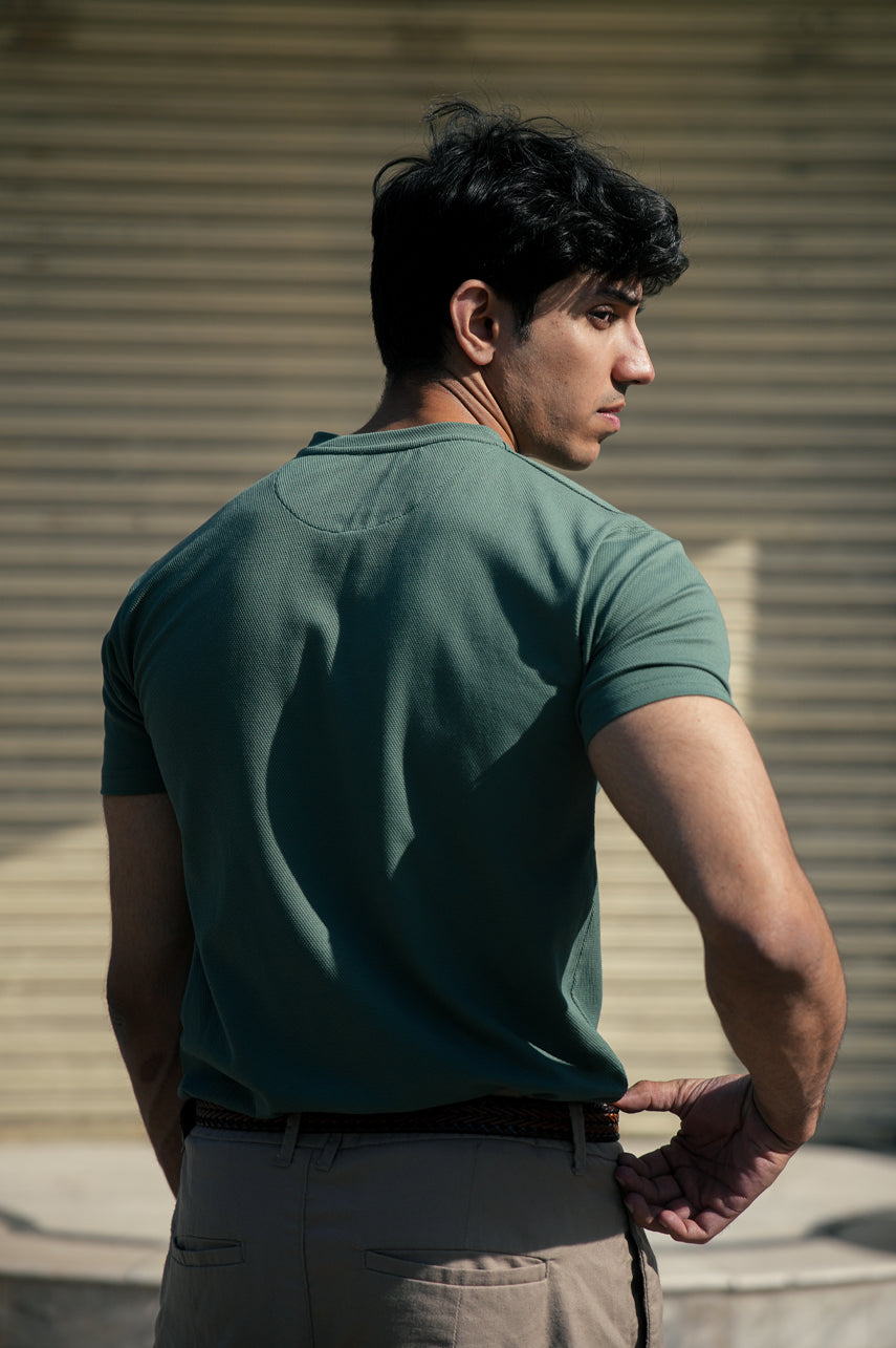 Green Half Zip Henley