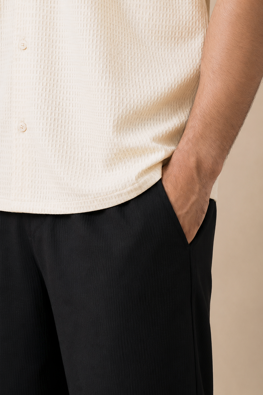 Cream Waffle Cuban Shirt