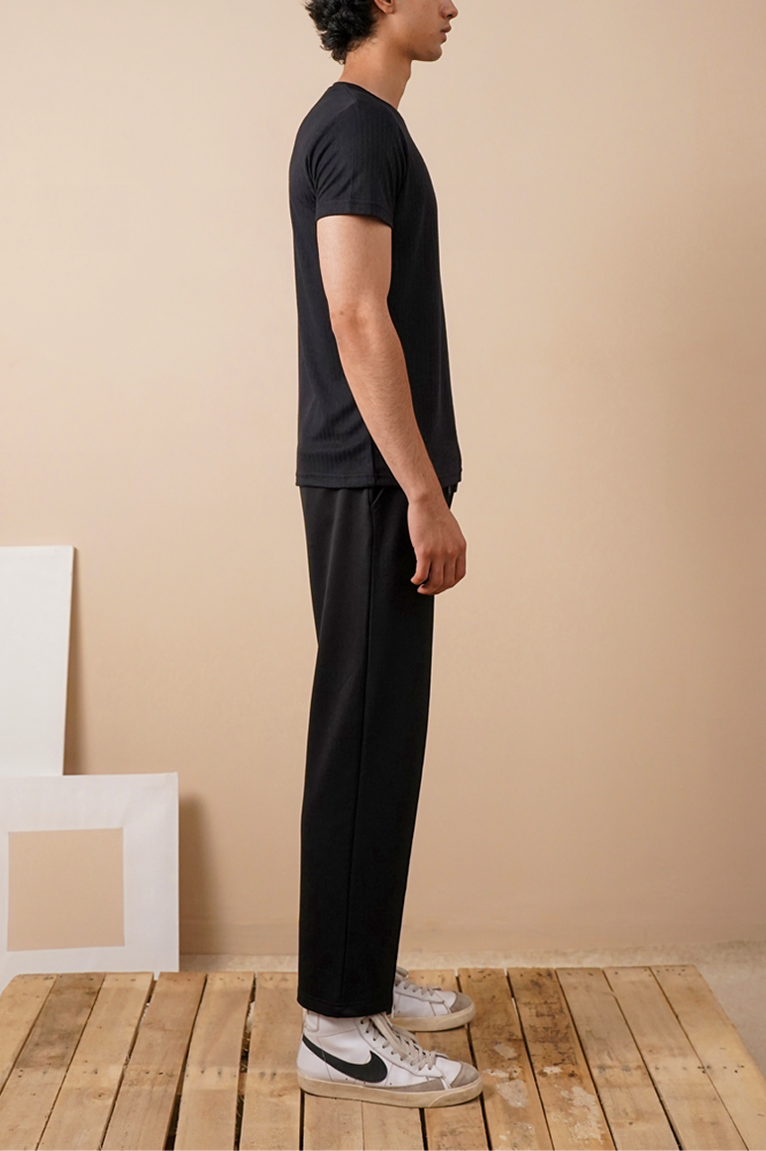 Premium Black Drop Needle Slim Fit T-Shirt