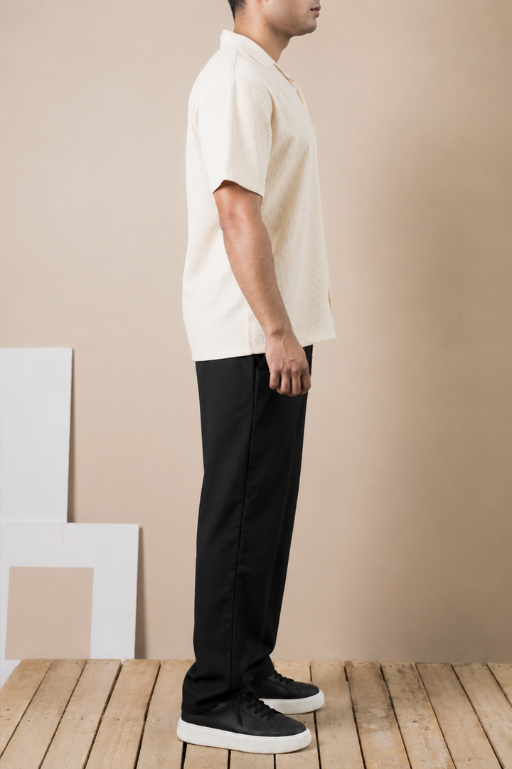Cream Waffle Cuban Shirt