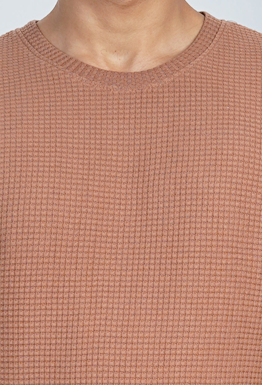 Mocha Waffle Knit T-Shirt