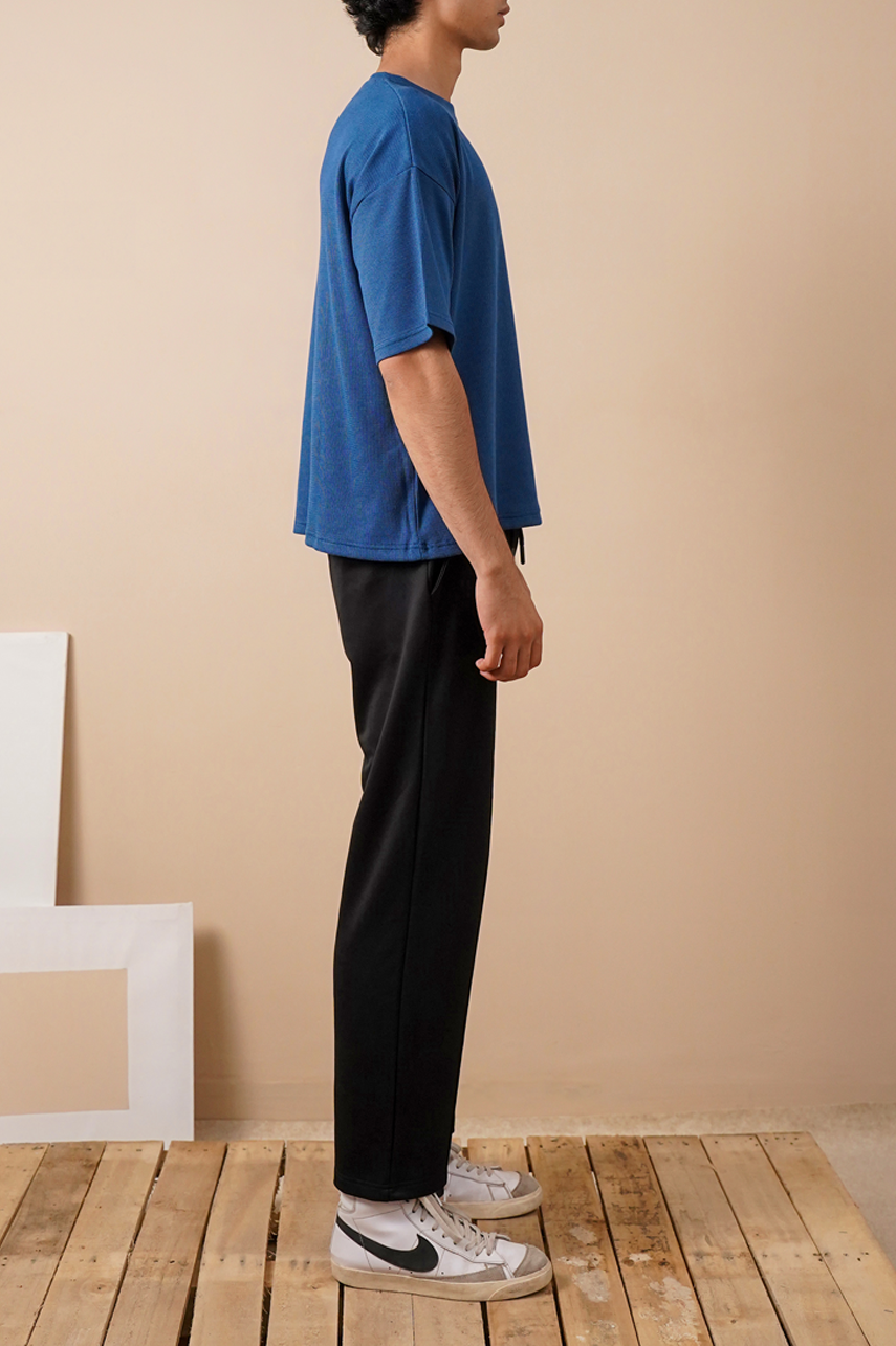 Premium Textured Oversized T-Shirt – Blue