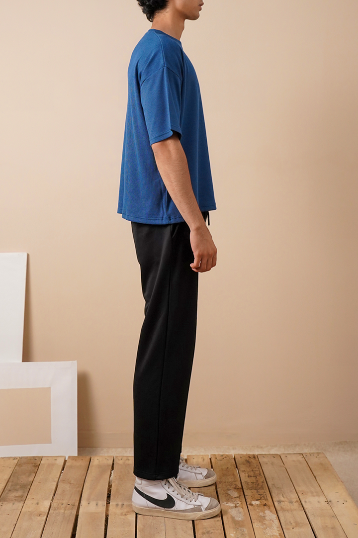 Premium Textured Oversized T-Shirt – Blue