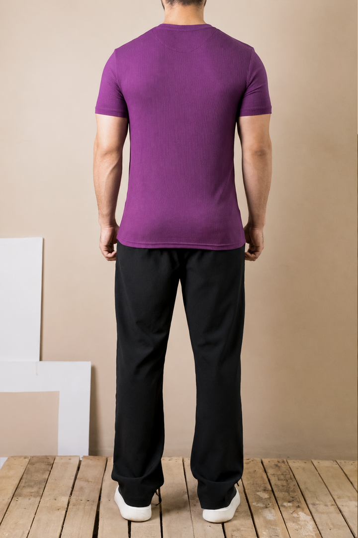 Violet Ribbed Slim Fit Tee