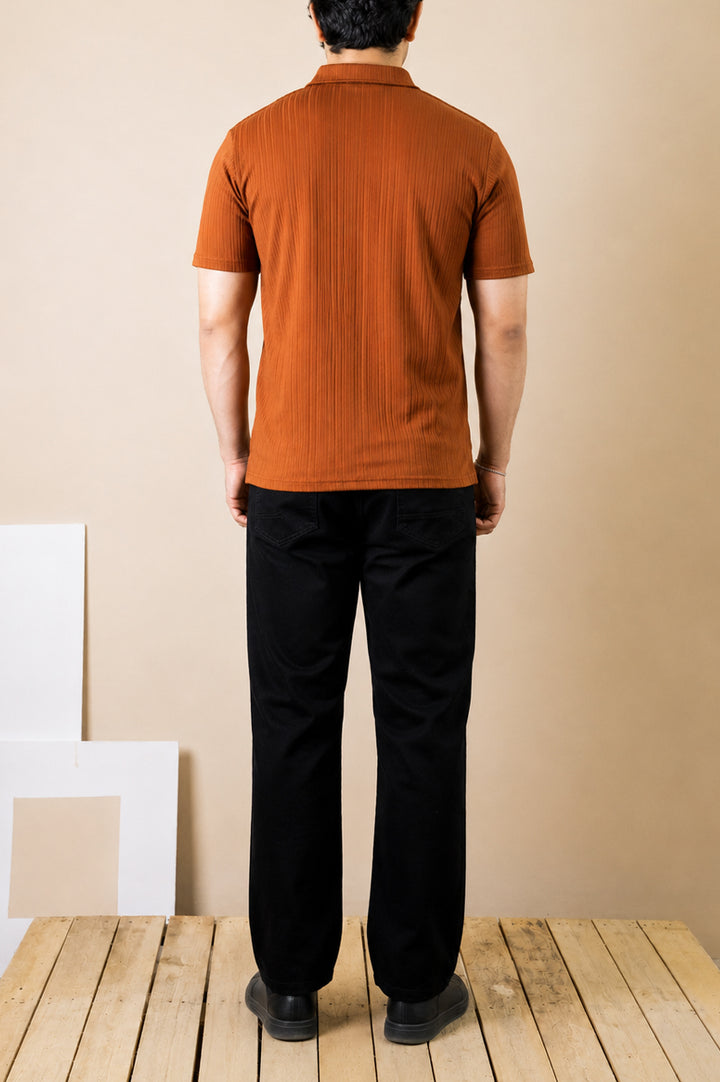 Burnt Rust Ribbed Polo
