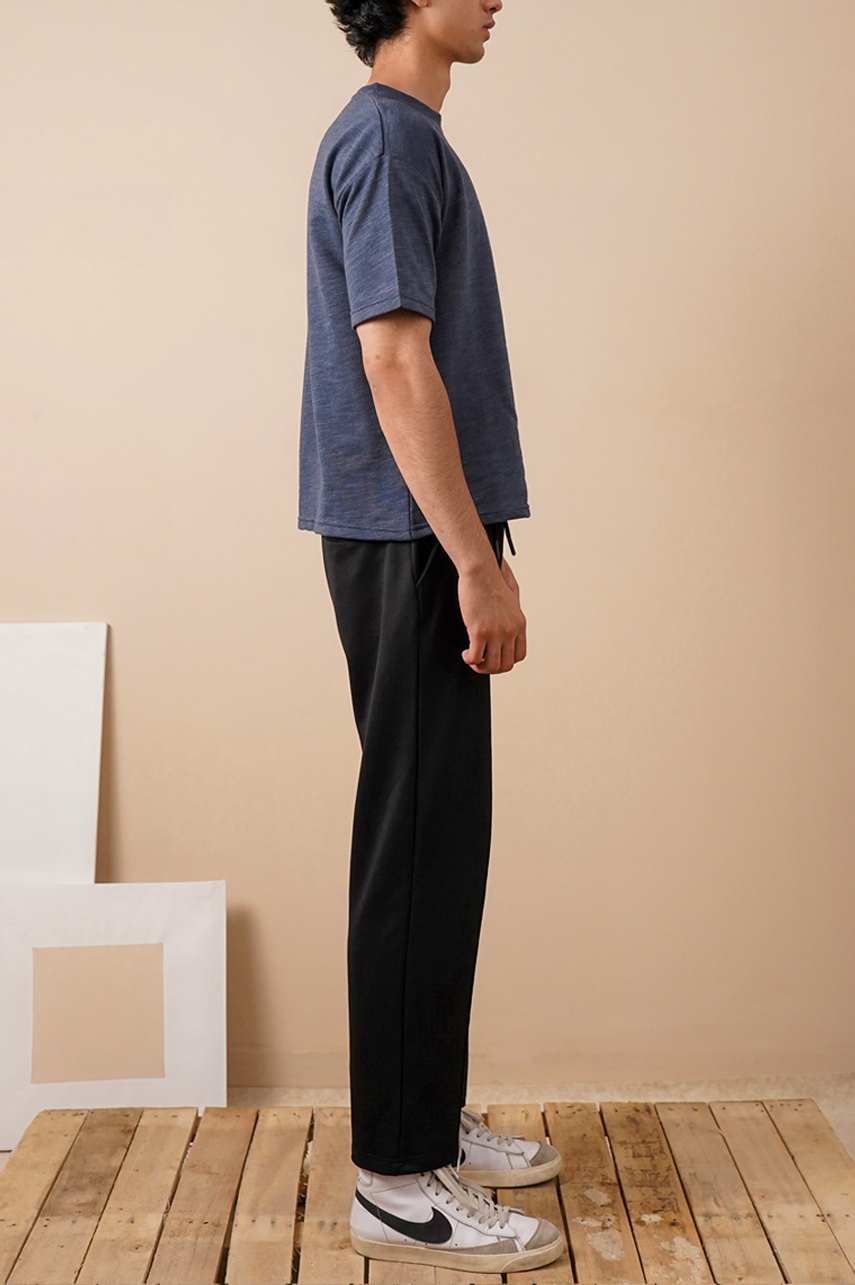 Melange Navy Textured Oversized T-Shirt