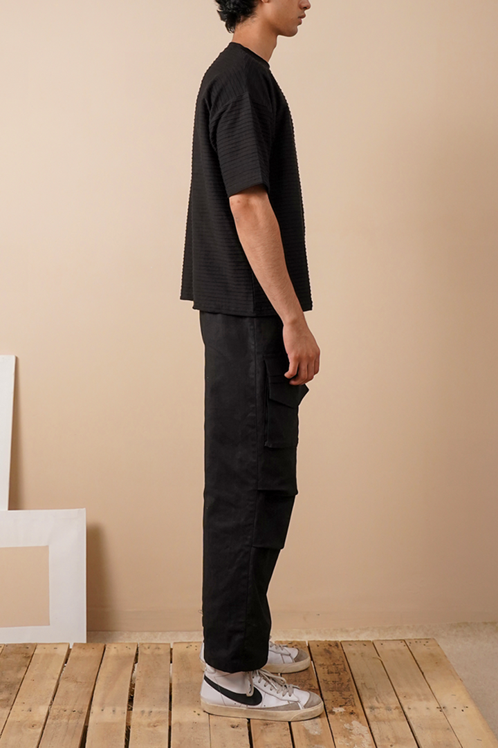 Premium Textured Oversized T-Shirt – Black