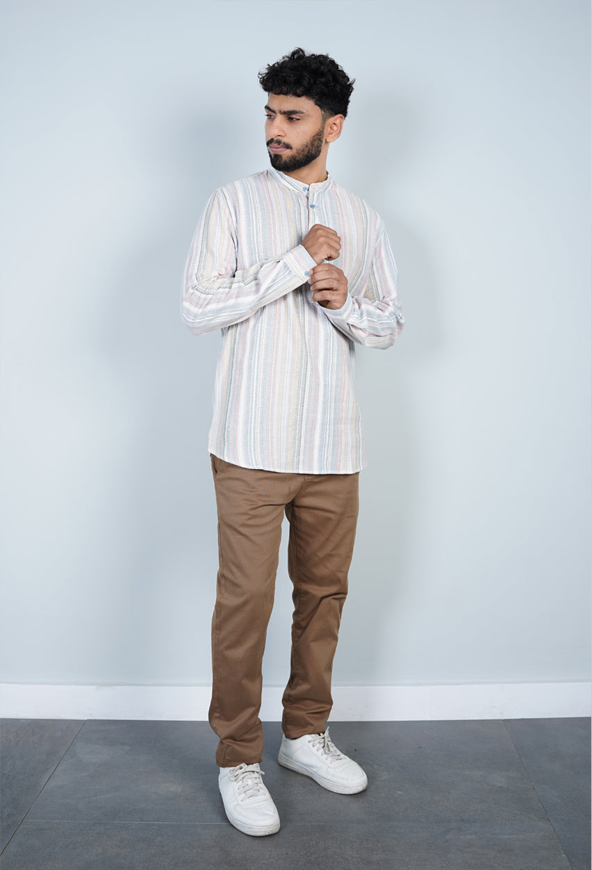 Pastel Striped Kurta Shirt