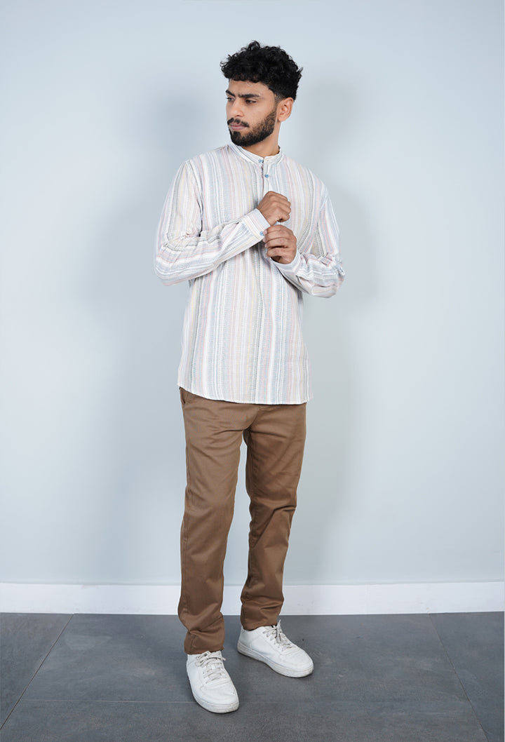 Pastel Striped Kurta Shirt