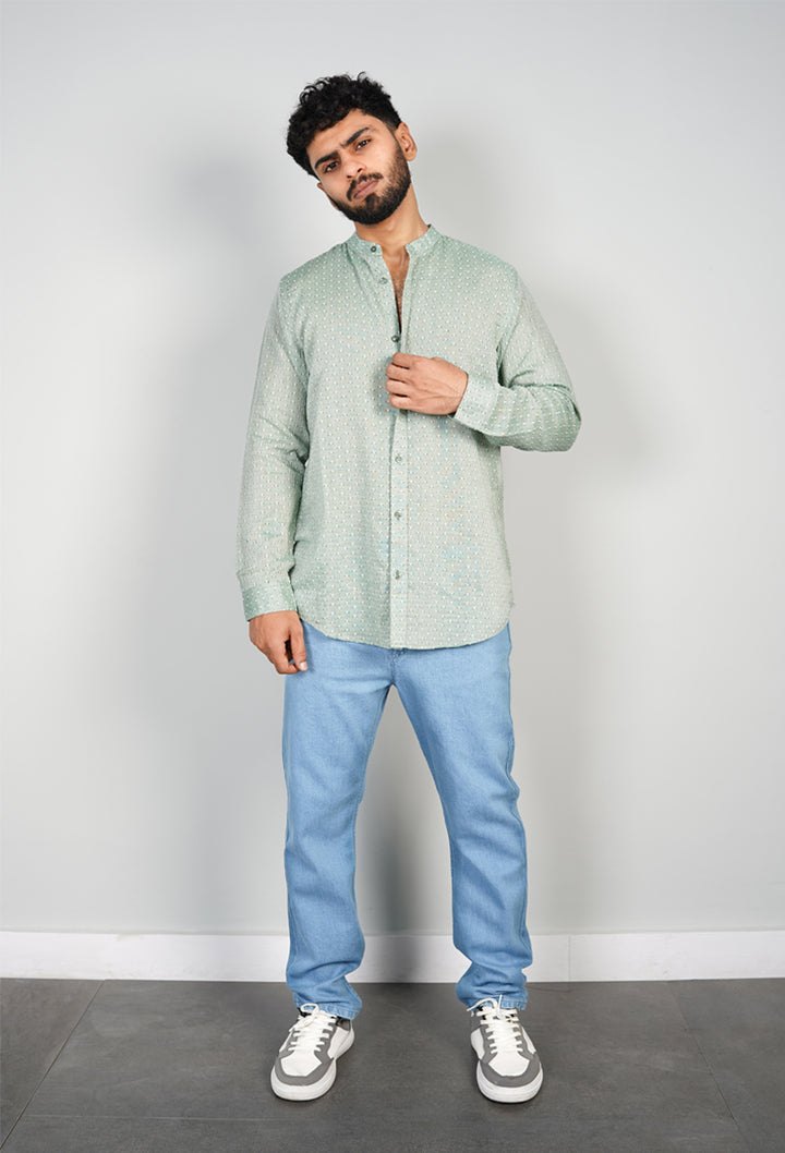 Sage Green Textured Kurta Shirt