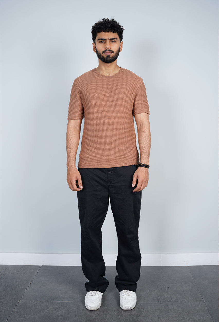 Mocha Waffle Knit T-Shirt