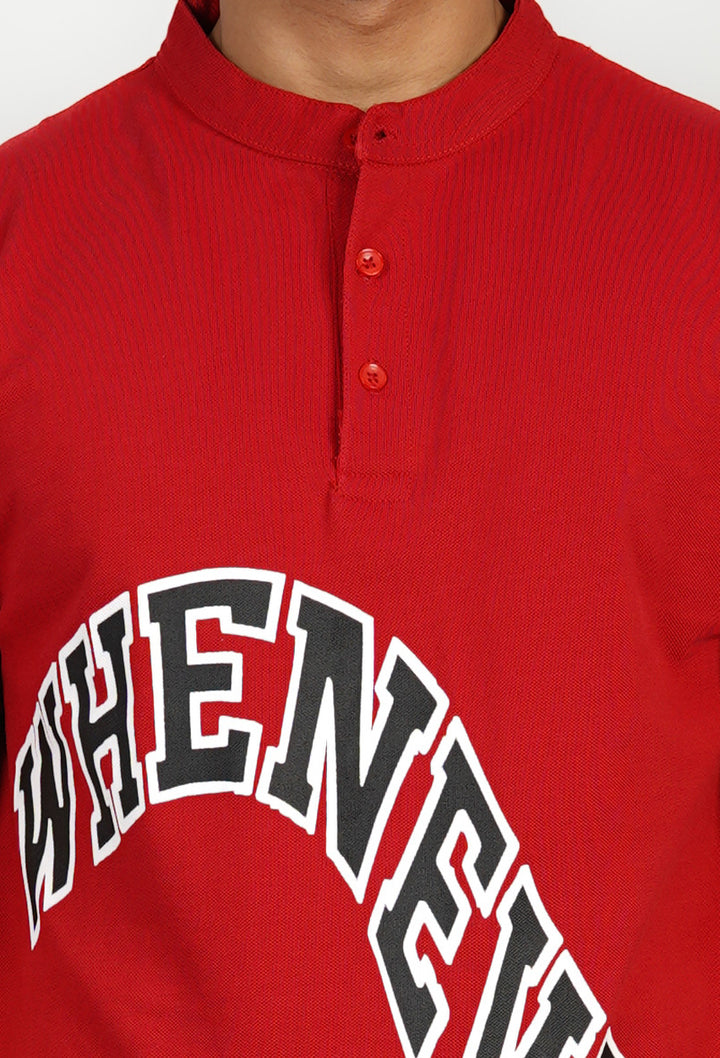 Red Band Collar ‘WHENEVER’ Polo