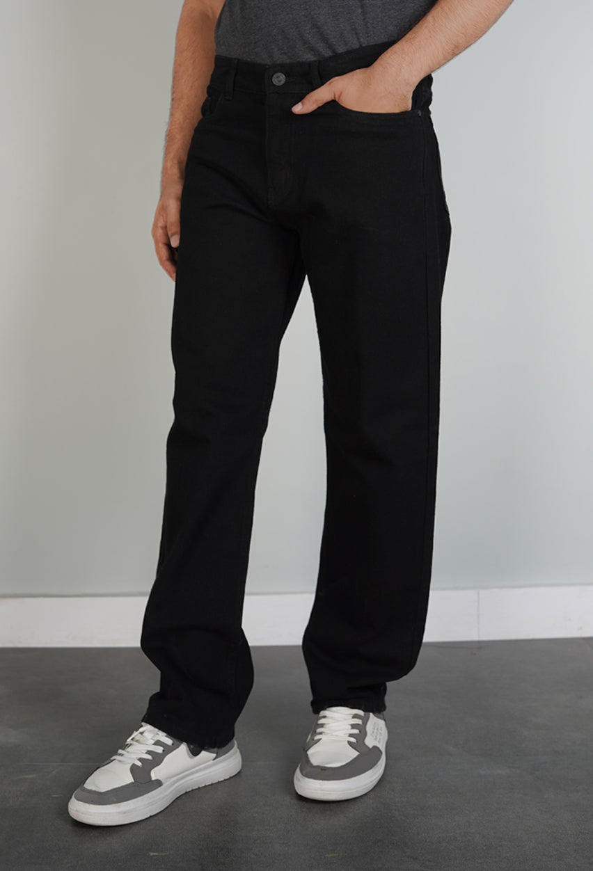 Black Straight Fit Denim Jeans