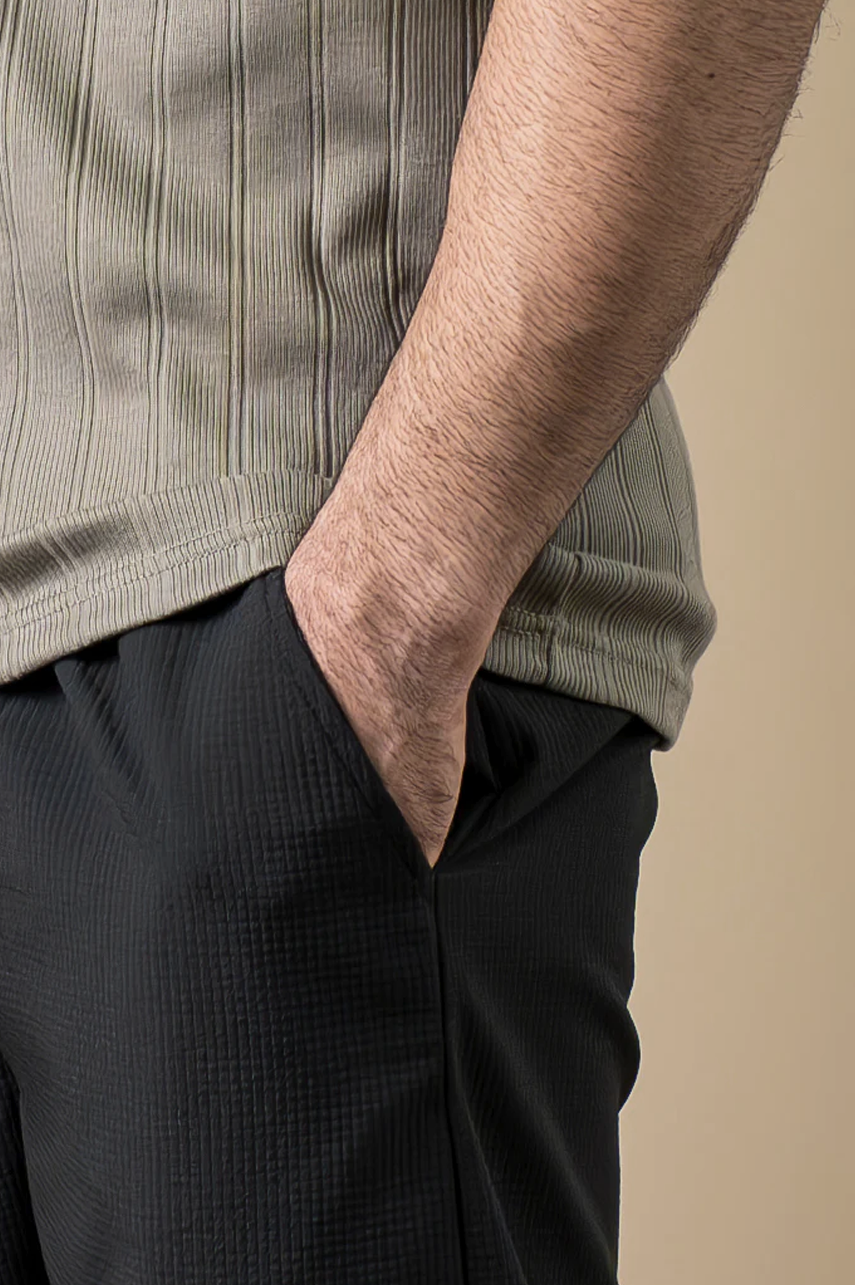 Olive Ribbed Slim Fit Tee