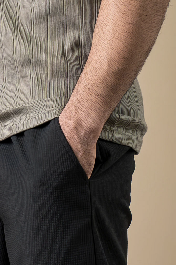 Olive Ribbed Slim Fit Tee
