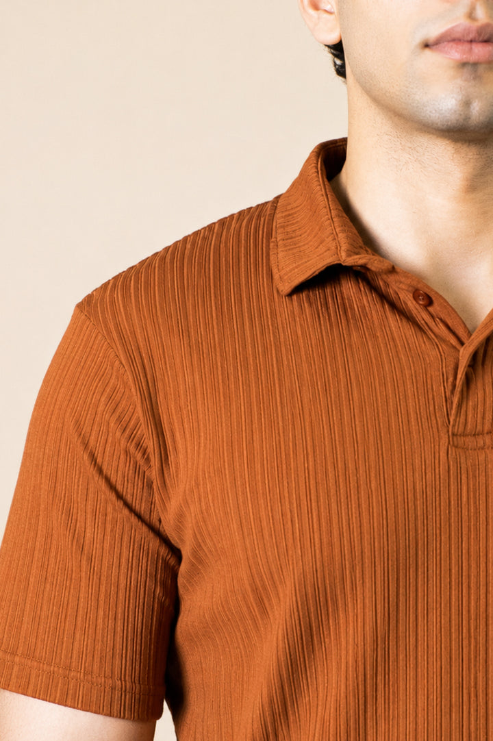 Burnt Rust Ribbed Polo