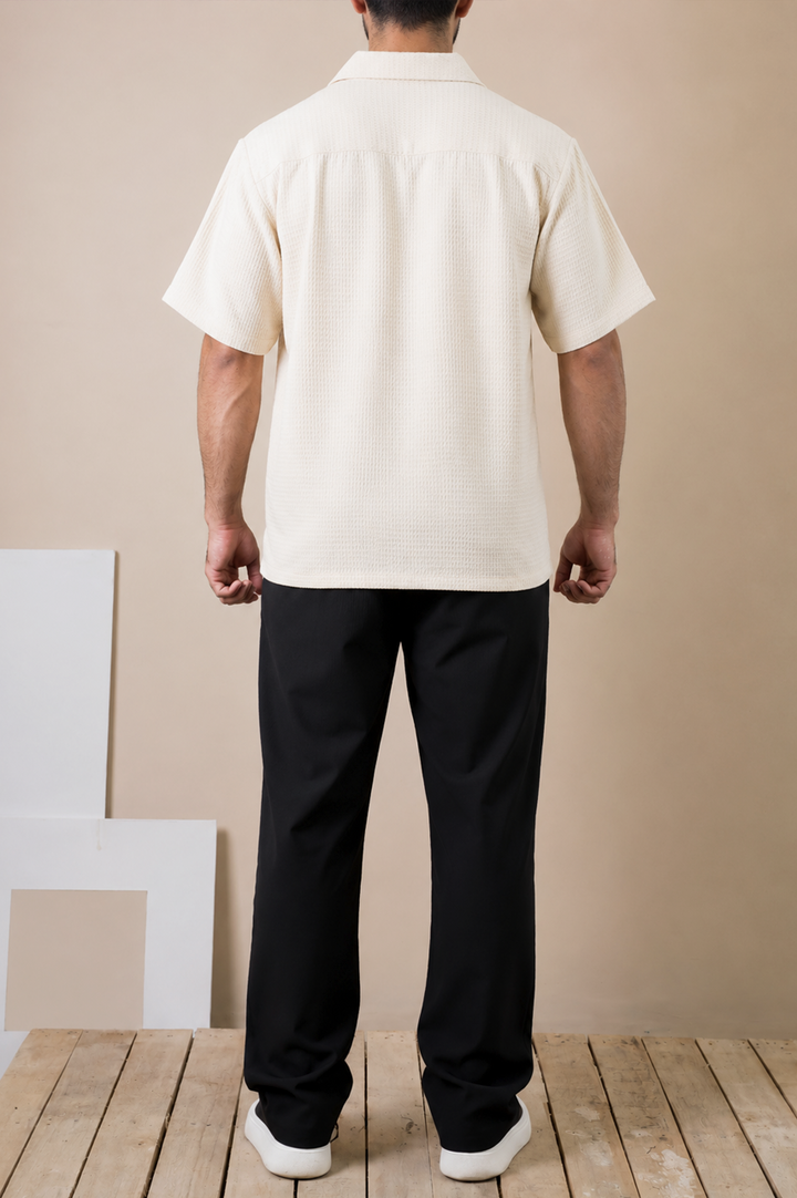 Cream Waffle Cuban Shirt