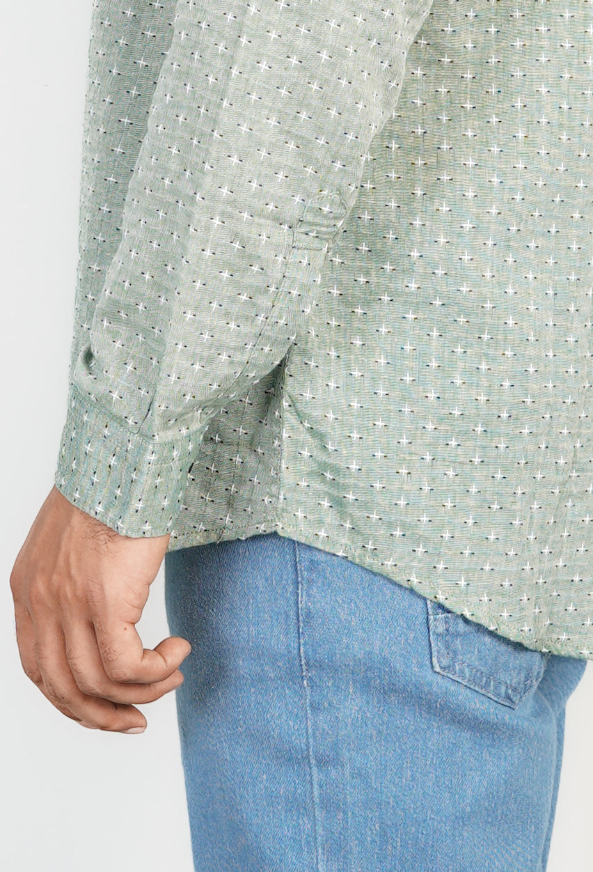 Sage Green Textured Kurta Shirt