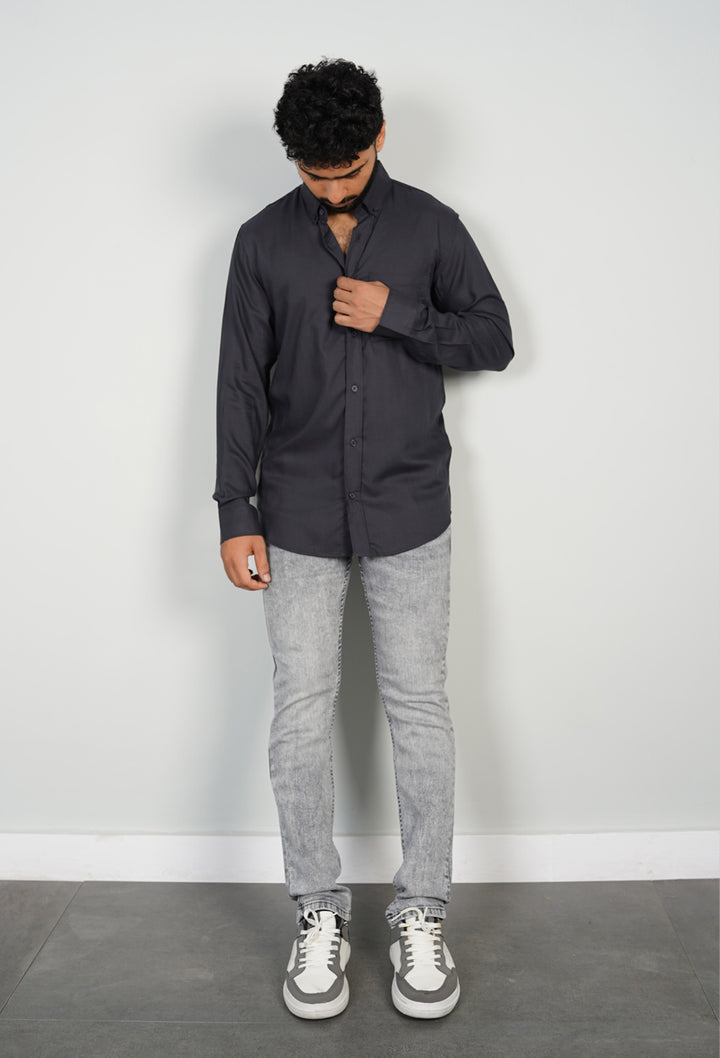 Charcoal Textured Cotton Shirt