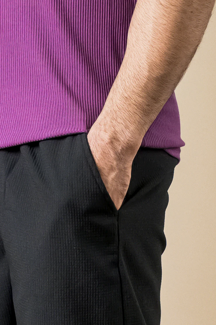 Violet Ribbed Slim Fit Tee