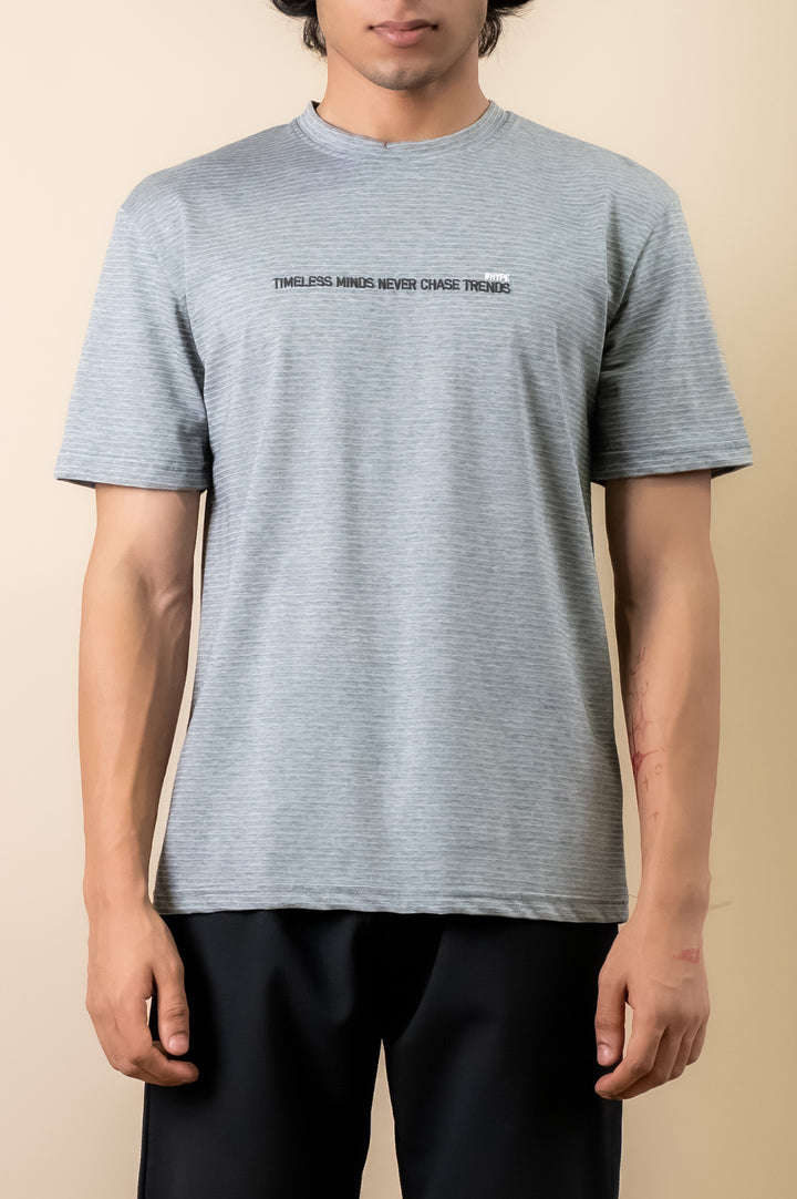 Ash Grey Minimal Text Tee – Relaxed Fit