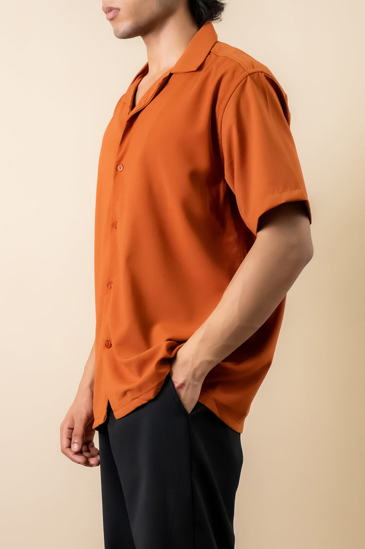 Rust Orange Flow Cuban Shirt