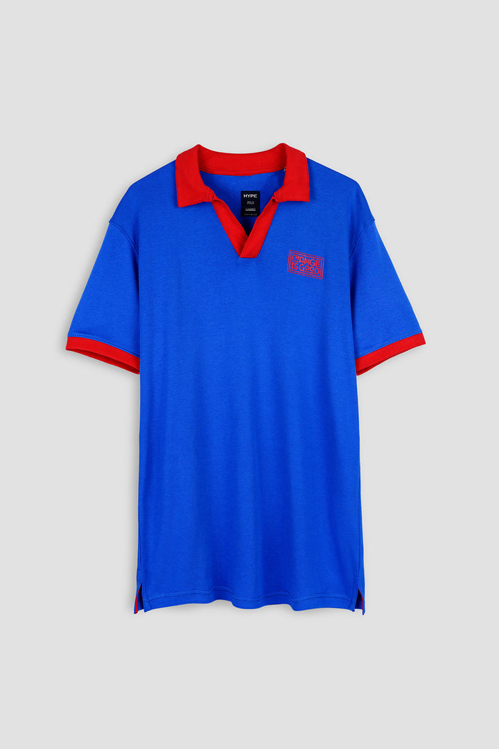 Ribbed Printed Pique Jhonny Collar Polo