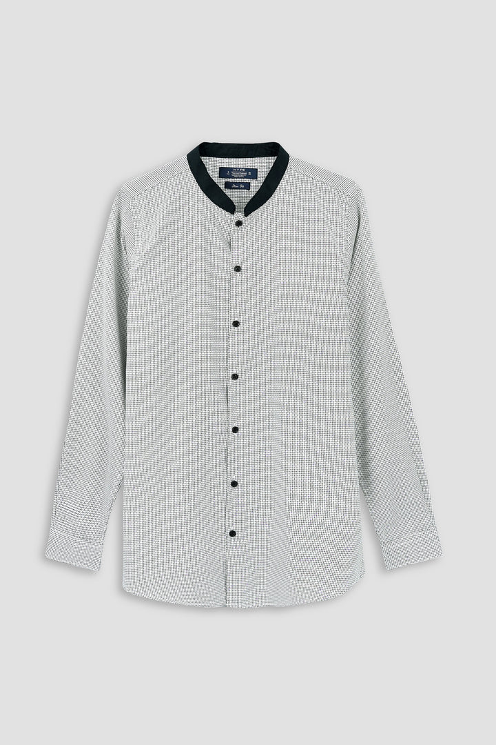 Contrast Band Collar Shirt