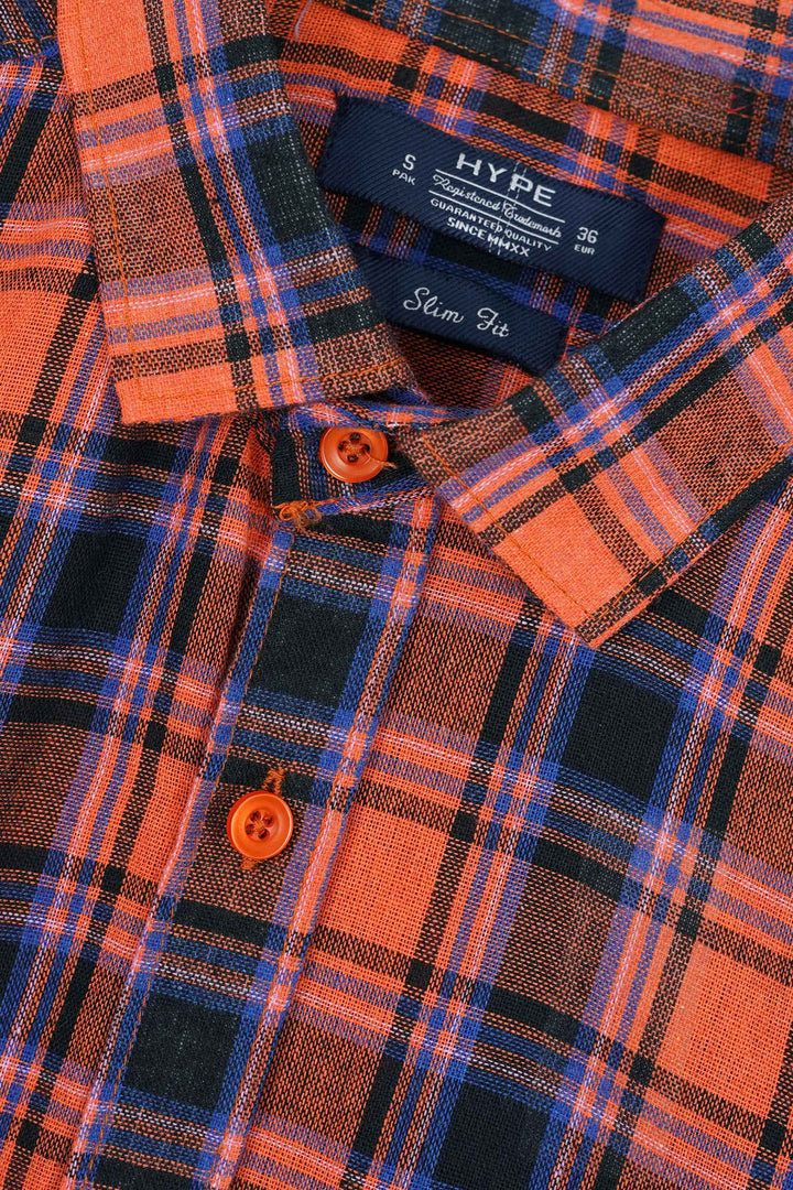 Orange Tartan Checked Shirt