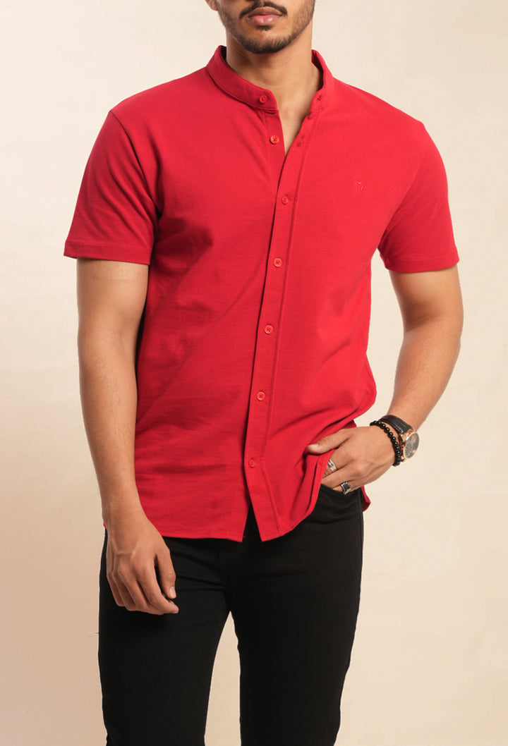 Breathable Pique Ban Button Down Shirt