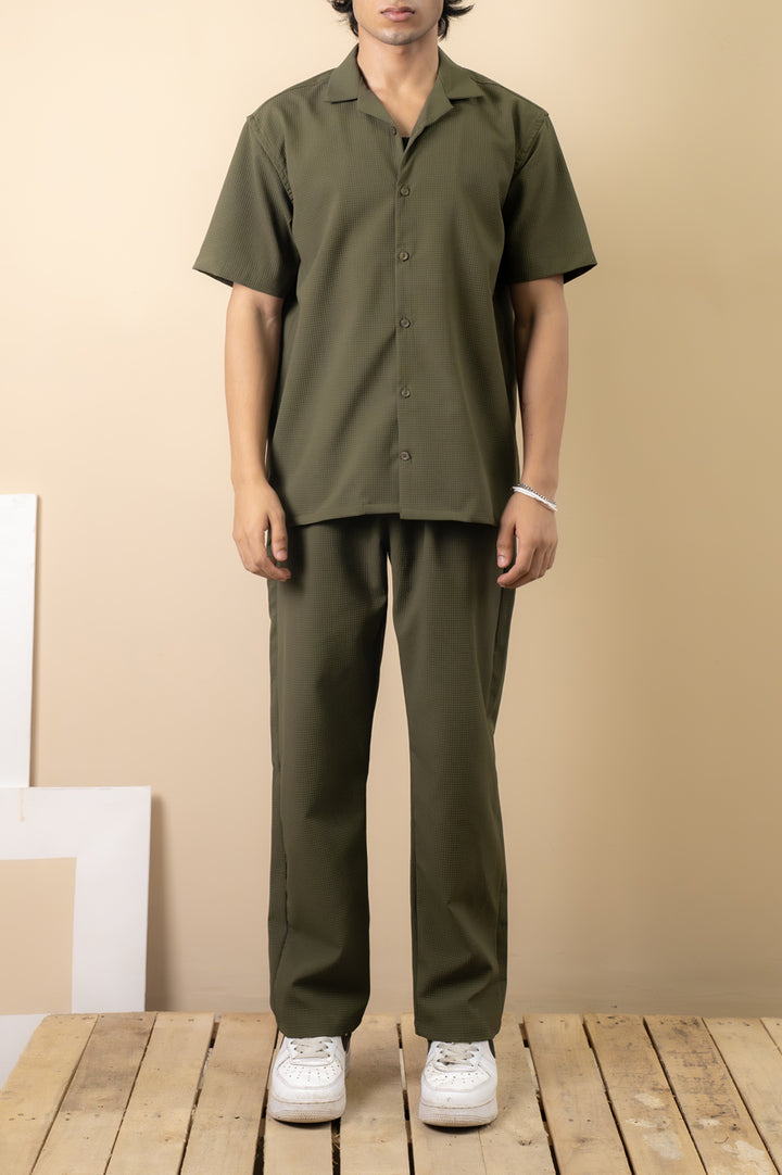 Green Textured Resort Shirt