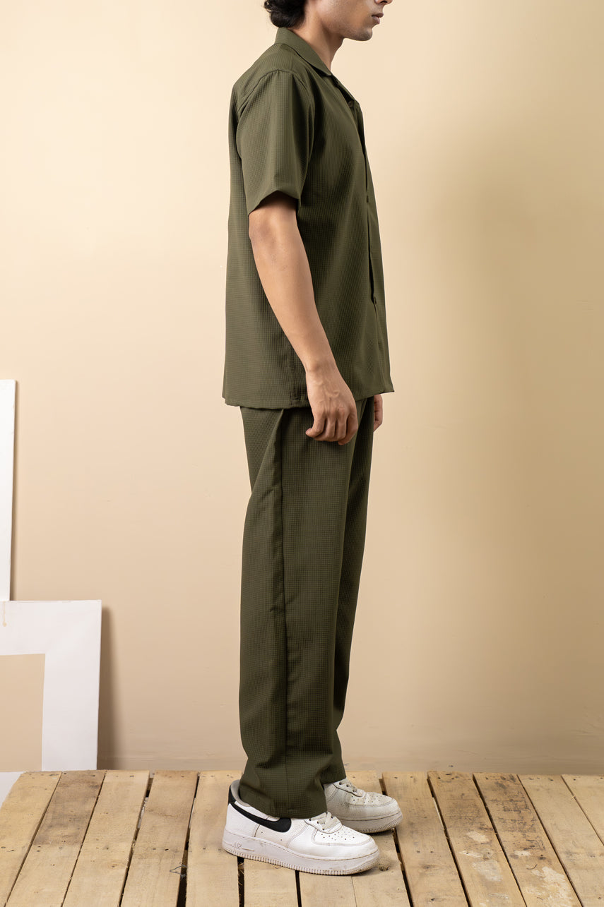 Green Textured Resort Shirt