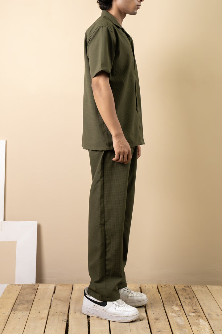 Green Textured Resort Shirt