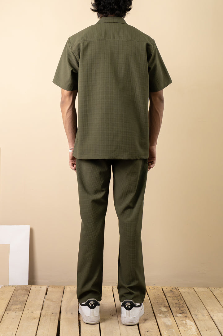 Green Textured Resort Shirt