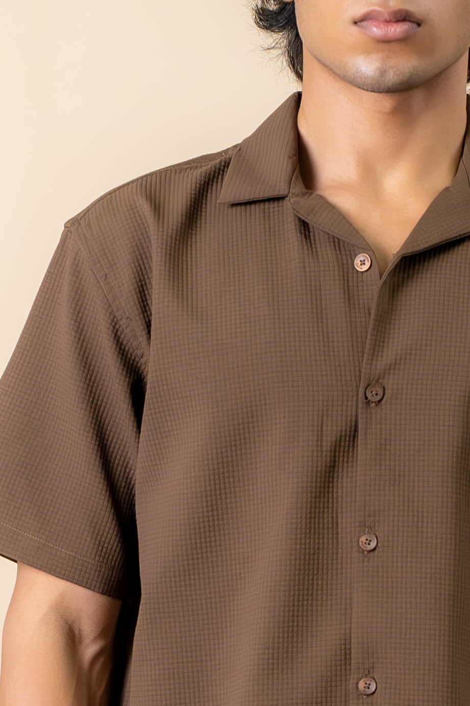 Mocha Brown Textured Resort Shirt