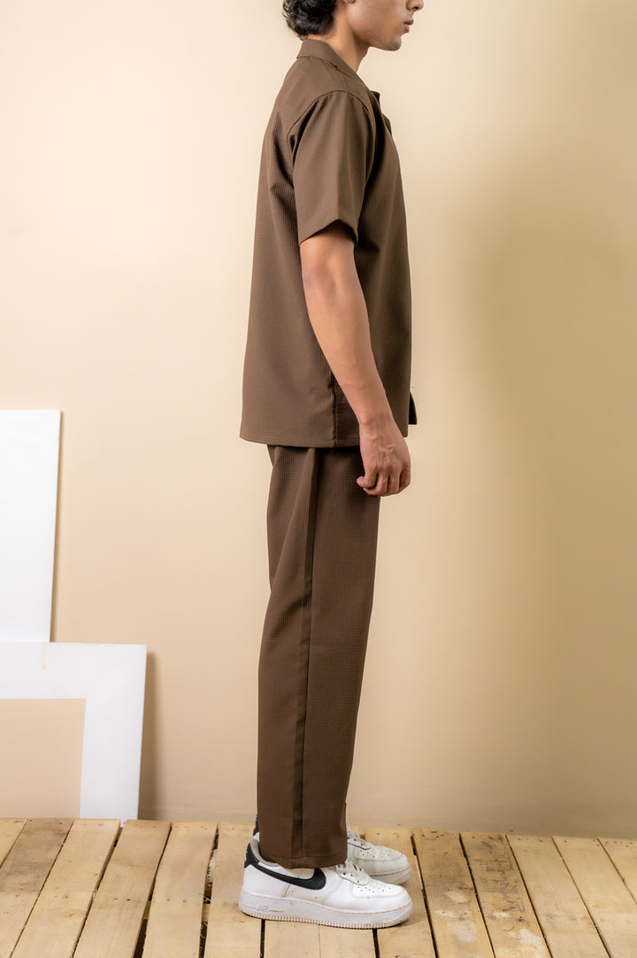 Mocha Brown Textured Resort Shirt