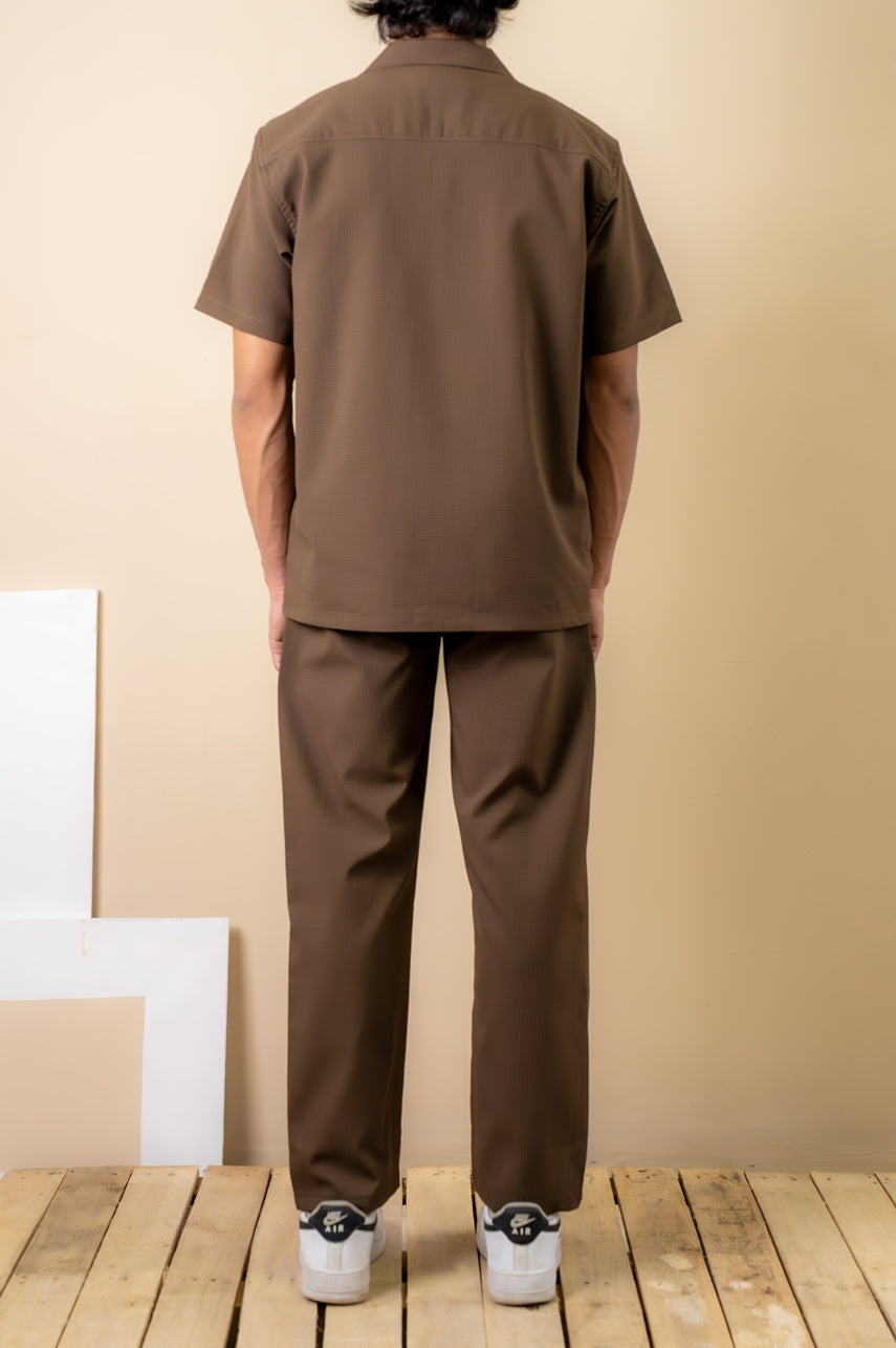 Mocha Brown Textured Resort Shirt