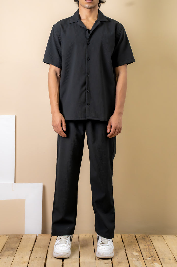 Jet Black Textured Resort Shirt