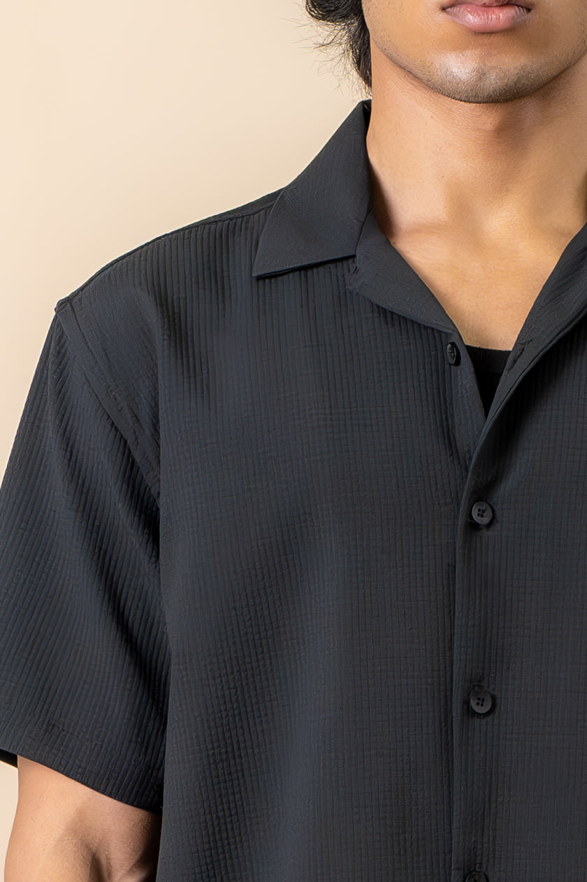 Jet Black Textured Resort Shirt