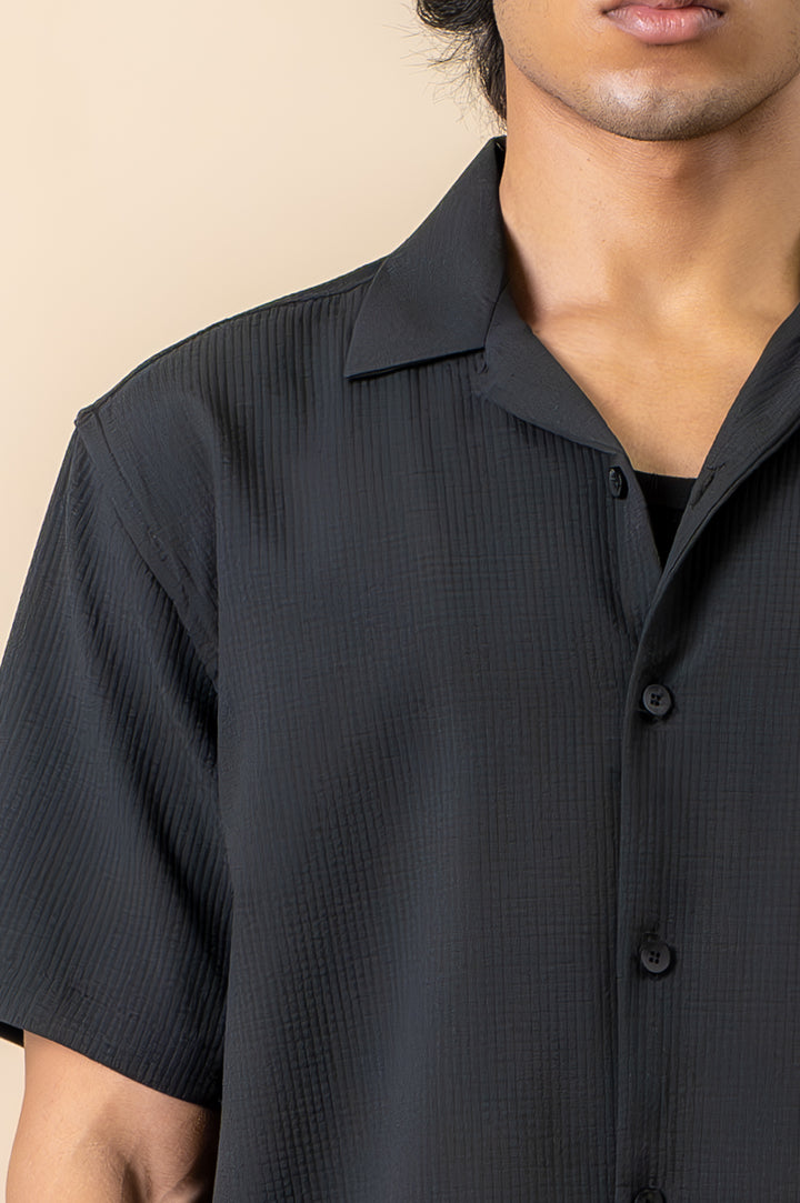 Jet Black Textured Resort Shirt