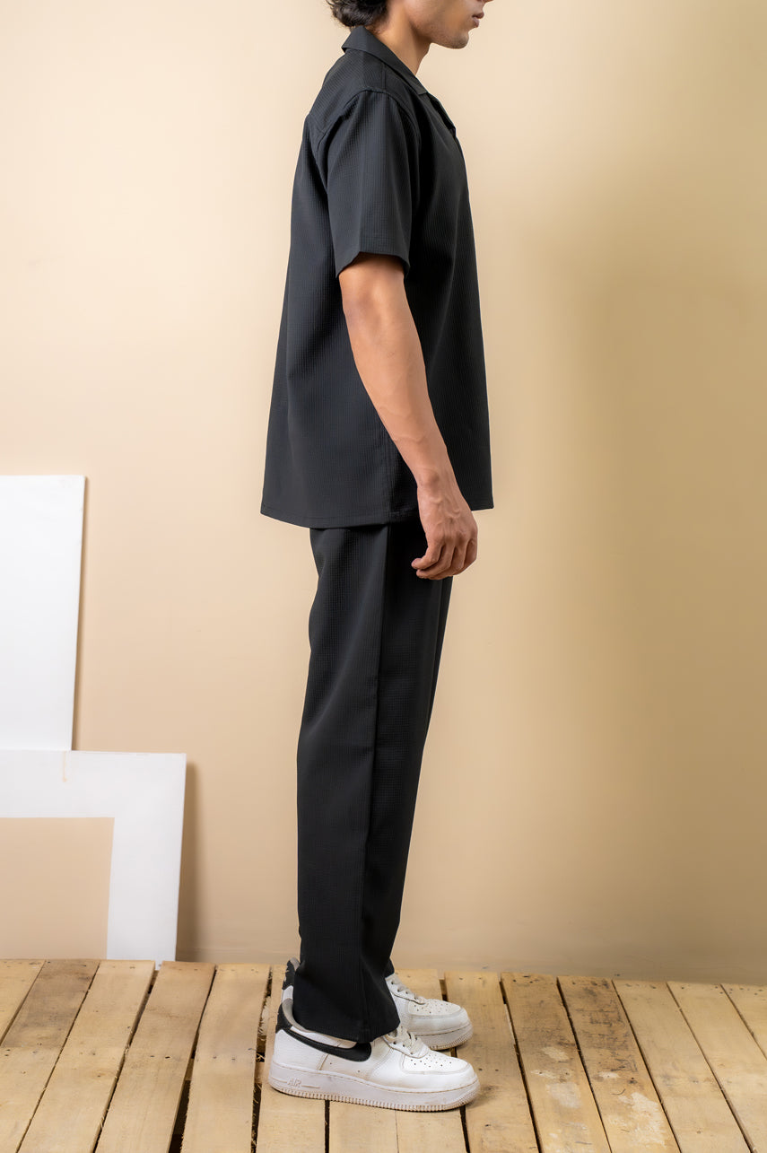 Jet Black Textured Resort Shirt