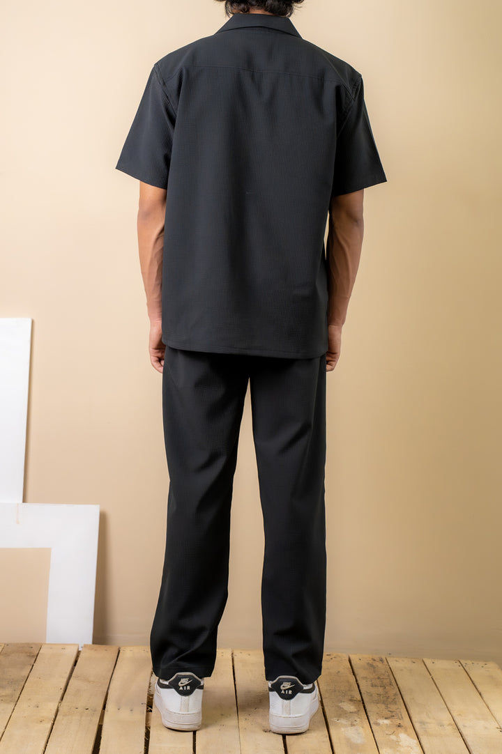 Jet Black Textured Resort Shirt