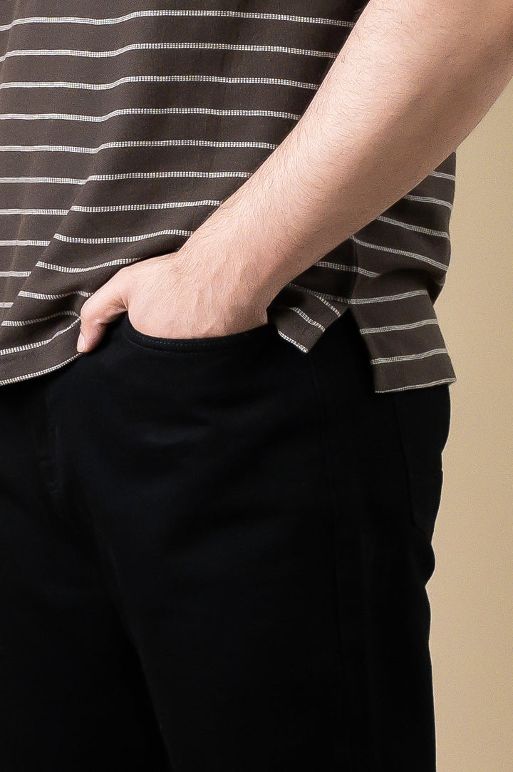 Mocha Stripe Zip Polo – Popcorn Knit